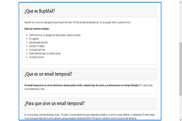 email temporal bupmail